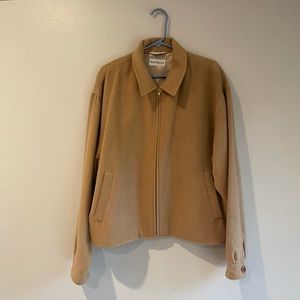 Vintage Barry Brocken Tan Wool Blazer Zip-Up with Pockets